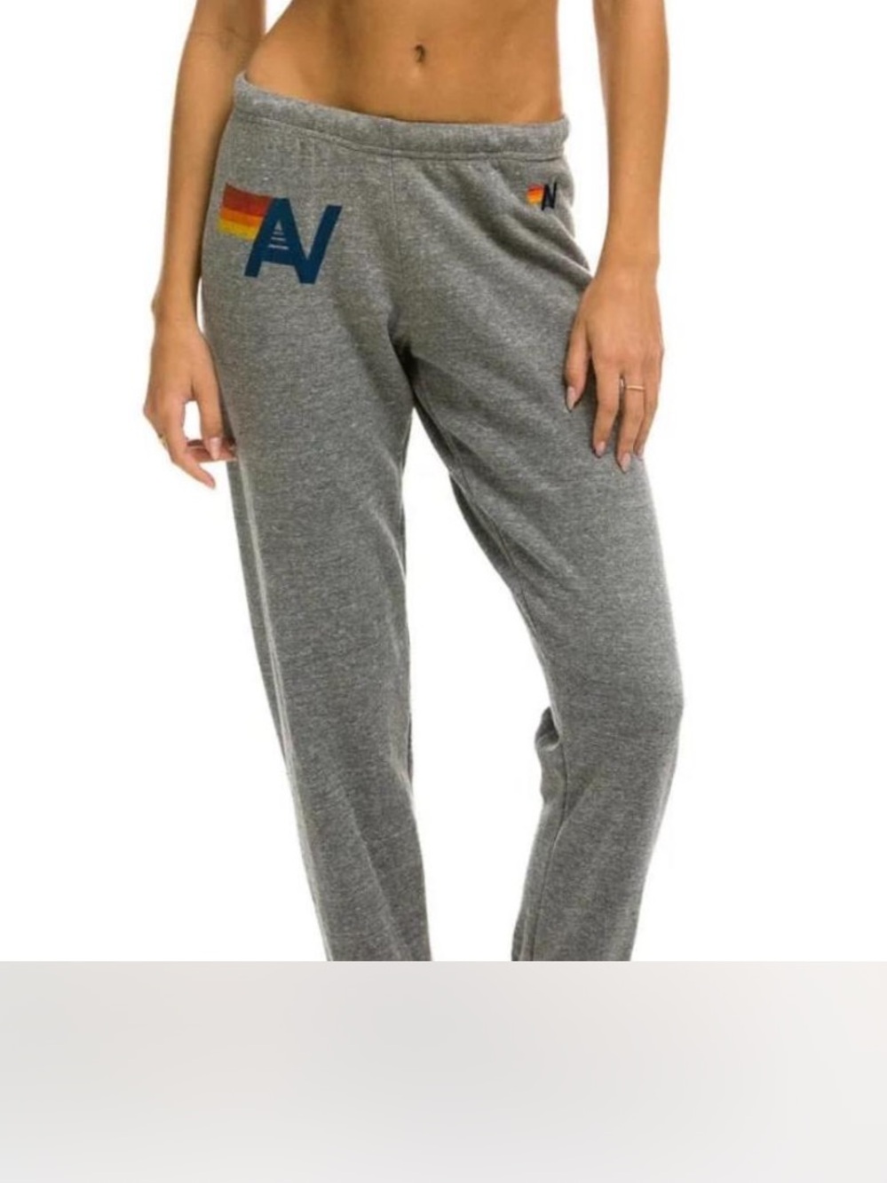 Aviator Nation Grey Joggers with Rainbow Logo